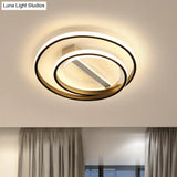 Simplicity Dual Ring Flush Mount Led Light - White & Gold Warm/White 16’/19.5’ Width