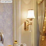 Simplicity Floral Wall Mount Gold Light With Opal Glass Fixture - Perfect For Living Room