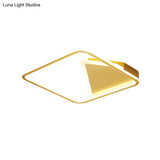 Simplicity Geometric Flush Mount Metal Led Parlor Ceiling Light In Gold – Warm/White Lighting