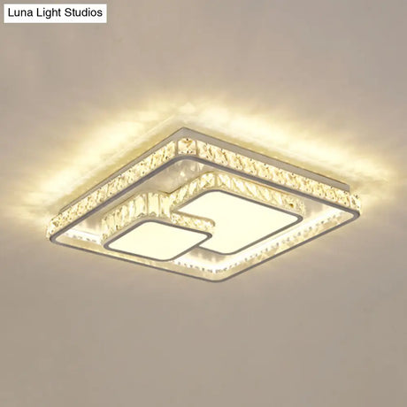 Simplicity Geometric Led Ceiling Light With Crystal Accents In Stainless Steel For Bedrooms