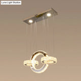 Simplicity Geometric Ring Led Ceiling Chandelier In Stainless-Steel With Crystal Accents