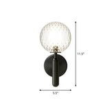 Simplicity Glass Ball Wall Sconce - 1-Light Stairs Mount Lighting Fixture Black / Clear