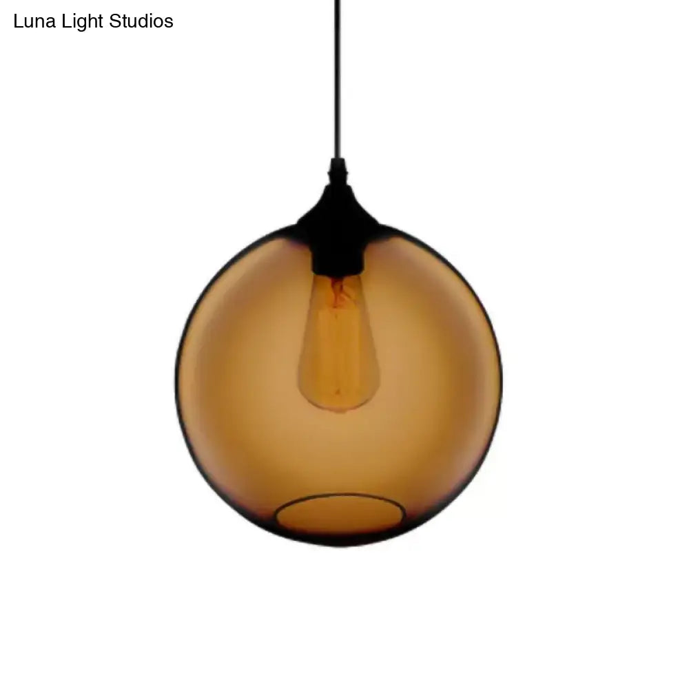 Simplicity Glass Globe Pendant Light - 1 Red/Brown/Clear