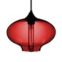 Simplicity Glass Oval Hanging Lamp: 1-Light Red/Brown/Blue Ceiling Light Red