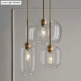 Simplicity Glass Pendant Light With Gold Finish - Clear Mug Shape Single Bulb Suspension