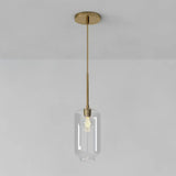 Simplicity Glass Pendant Light With Gold Finish - Clear Mug Shape Single Bulb Suspension / C