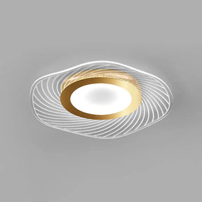 Simplicity Gold Acrylic Ruffle Flushmount Led Ceiling Light For Living Room / 1 Tier White