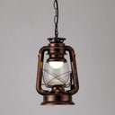 Simplicity Lantern Hanging Light - Metallic Kerosene Lighting For Restaurants 1 Bulb Copper / 7’ A