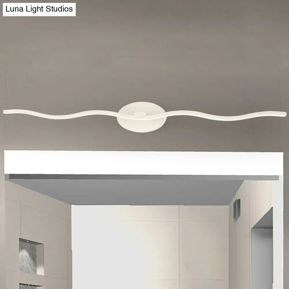 Simplicity Led Acrylic Wall Sconce Vanity Light 18/26.5 L White Wave Design For Bathroom