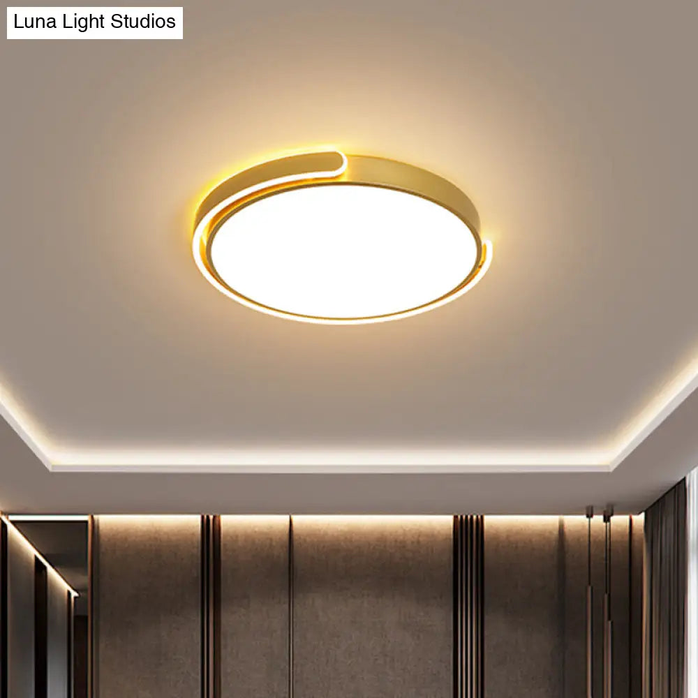 Simplicity Led Ceiling Lamp - Black/White/Gold Round Flush Mount Lighting With Acrylic Shade