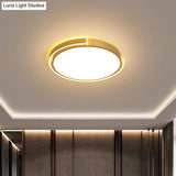 Simplicity Led Ceiling Lamp - Black/White/Gold Round Flush Mount Lighting With Acrylic Shade