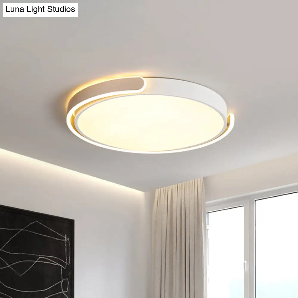 Simplicity Led Ceiling Lamp - Black/White/Gold Round Flush Mount Lighting With Acrylic Shade
