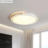 Simplicity Led Ceiling Lamp - Black/White/Gold Round Flush Mount Lighting With Acrylic Shade