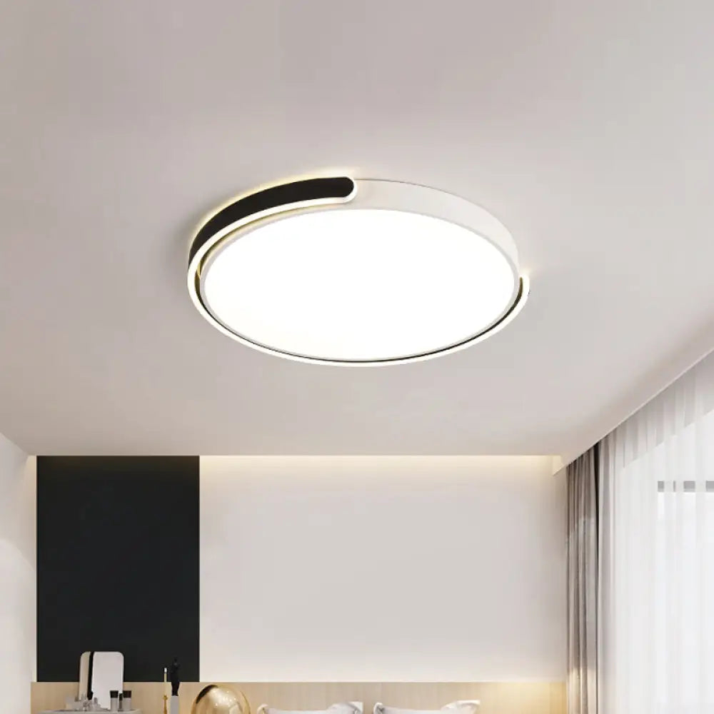 Simplicity Led Ceiling Lamp - Black/White/Gold Round Flush Mount Lighting With Acrylic Shade