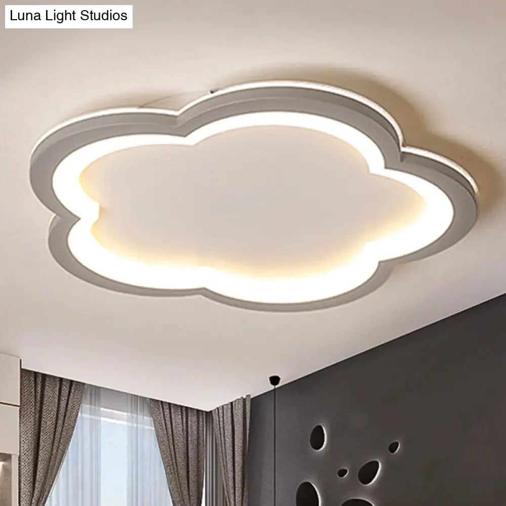 Simplicity Led Ceiling Light Fixture With Acrylic Diffuser- Flower Metal Flush In White/Warm
