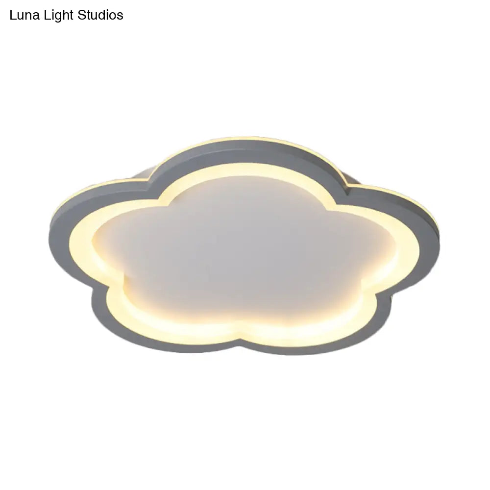 Simplicity Led Ceiling Light Fixture With Acrylic Diffuser- Flower Metal Flush In White/Warm