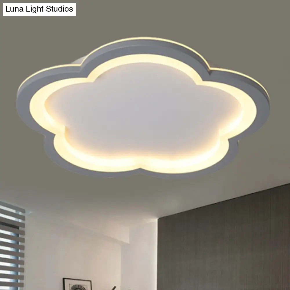 Simplicity Led Ceiling Light Fixture With Acrylic Diffuser- Flower Metal Flush In White/Warm