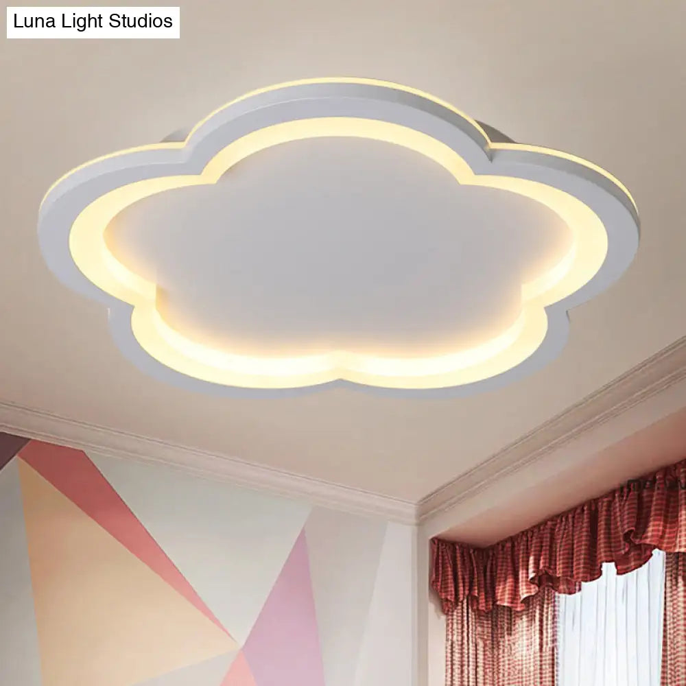 Simplicity Led Ceiling Light Fixture With Acrylic Diffuser- Flower Metal Flush In White/Warm