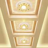 Simplicity Led Ceiling Light In White Round/Square Flushmount With Flower Crystal Shade - Warm/White