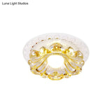 Simplicity Led Ceiling Light In White Round/Square Flushmount With Flower Crystal Shade - Warm/White