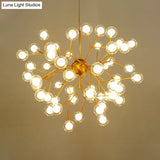 Simplicity Led Chandelier Bubble Pendant Light With Dual Glass Shade For Living Room