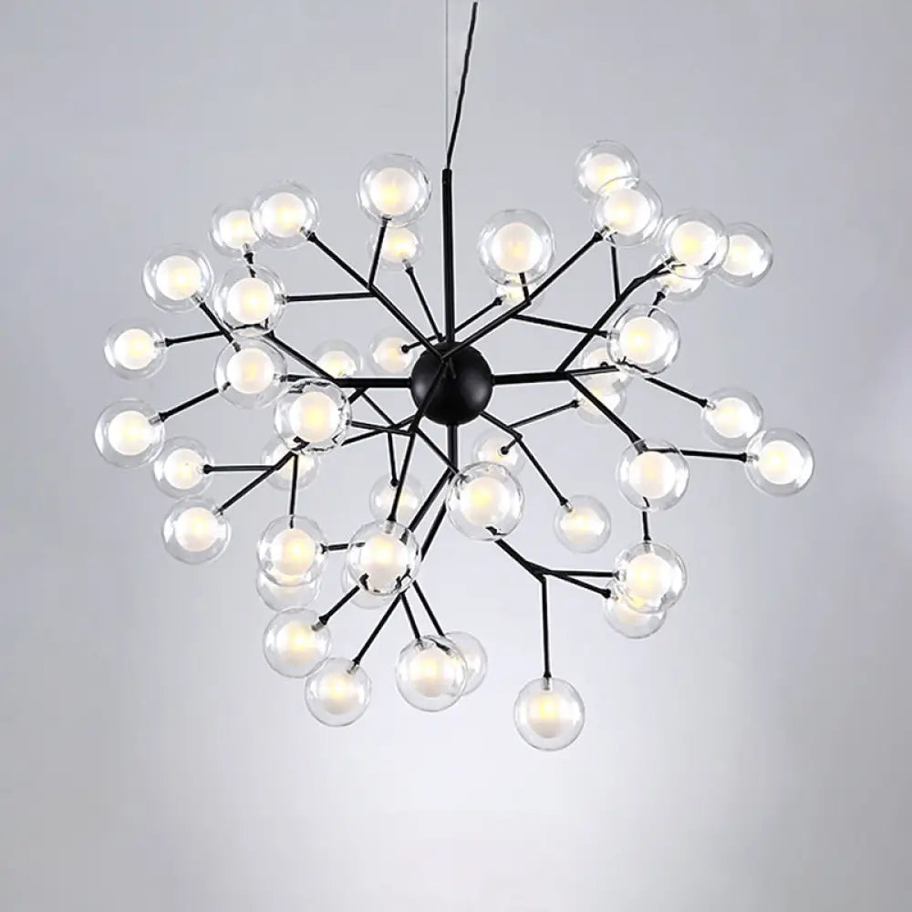 Simplicity Led Chandelier Bubble Pendant Light With Dual Glass Shade For Living Room 45 / Black