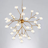 Simplicity Led Chandelier Bubble Pendant Light With Dual Glass Shade For Living Room 45 / Gold