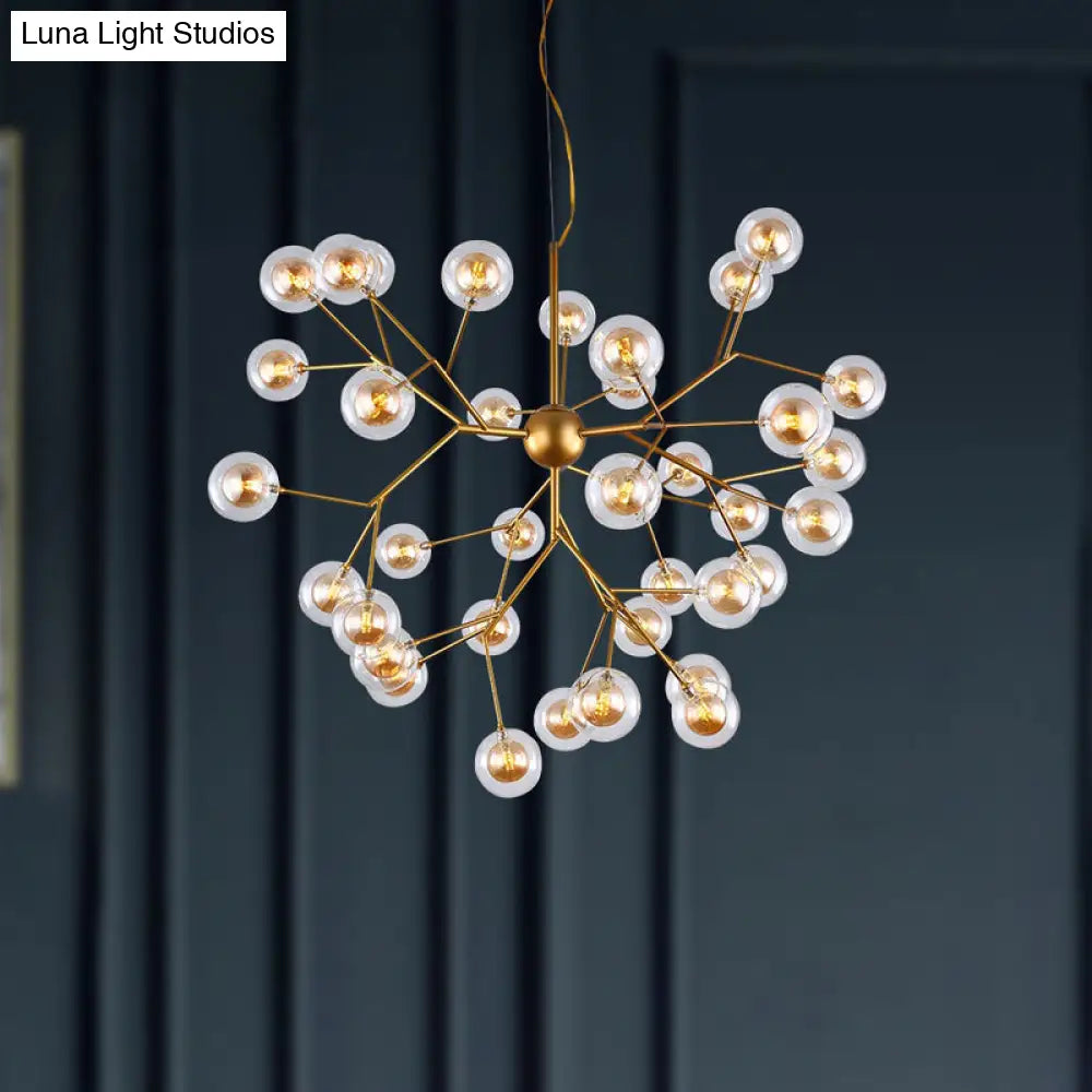 Simplicity Led Chandelier Bubble Pendant Light With Dual Glass Shade For Living Room