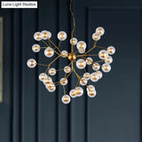 Simplicity Led Chandelier Bubble Pendant Light With Dual Glass Shade For Living Room
