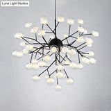 Simplicity Led Chandelier Bubble Pendant Light With Dual Glass Shade For Living Room