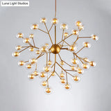 Simplicity Led Chandelier Bubble Pendant Light With Dual Glass Shade For Living Room