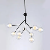 Simplicity Led Chandelier Bubble Pendant Light With Dual Glass Shade For Living Room 9 / Black