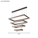 Simplicity Led Coffee Chandelier - 2/3/4 Tiered Rectangle Design With Acrylic Shade