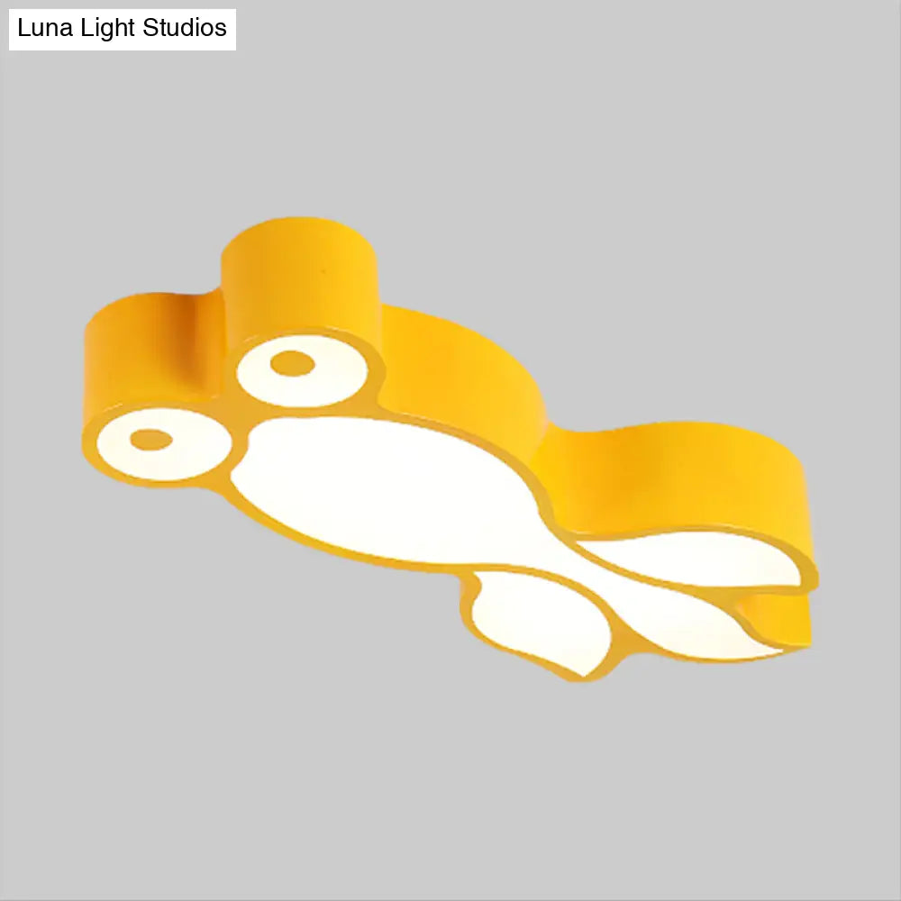 Simplicity Led Flush Mount Light With Acrylic Shade - Yellow/Blue Goldfish Design
