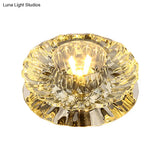 Simplicity Led Flush Mount Stainless Steel Flower Ceiling Light With Crystal Shade