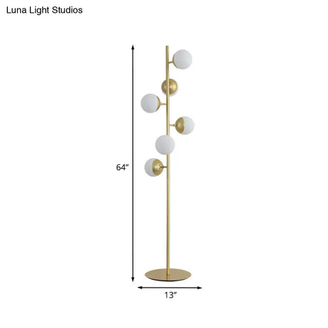 Simplicity Led Gold Floor Reading Lamp With Metal Ball Shape Stand For Living Room
