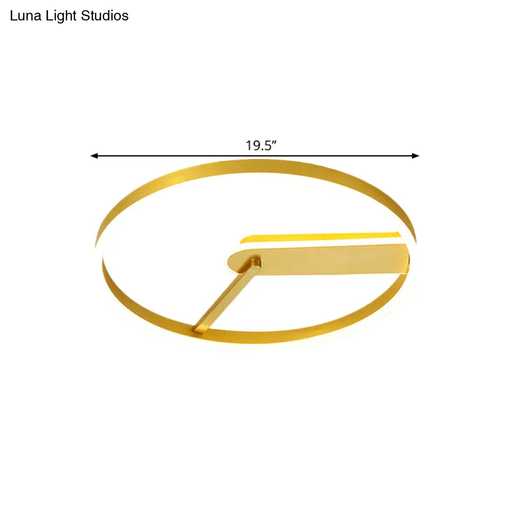 Simplicity Led Gold Flush Mount Lamp With Metallic Shade 16’/19.5’ Wide – Warm/White Light