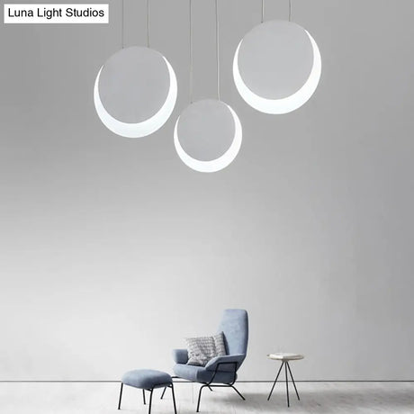 Simplicity Led Pendant Light With White Suspension And Crescent Shaped Acrylic Shade In Warm/White