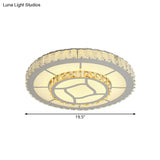 Simplicity Led Round Crystal Block Ceiling Light - Chrome Flush Mount Fixture