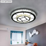 Simplicity Led Round Crystal Block Ceiling Light - Chrome Flush Mount Fixture