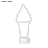 Simplicity Led White Wall Night Light For Ice Cream Lovers - Battery Powered