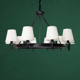 Simplicity Living Room Chandelier: Stylish Fabric Suspension Light With Bucket Shade 10 / Black