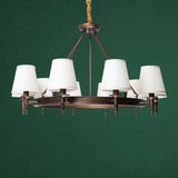 Simplicity Living Room Chandelier: Stylish Fabric Suspension Light With Bucket Shade 10 / Dark
