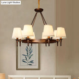 Simplicity Living Room Chandelier: Stylish Fabric Suspension Light With Bucket Shade