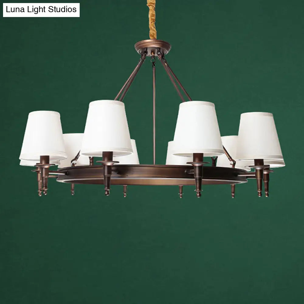 Simplicity Living Room Chandelier: Stylish Fabric Suspension Light With Bucket Shade