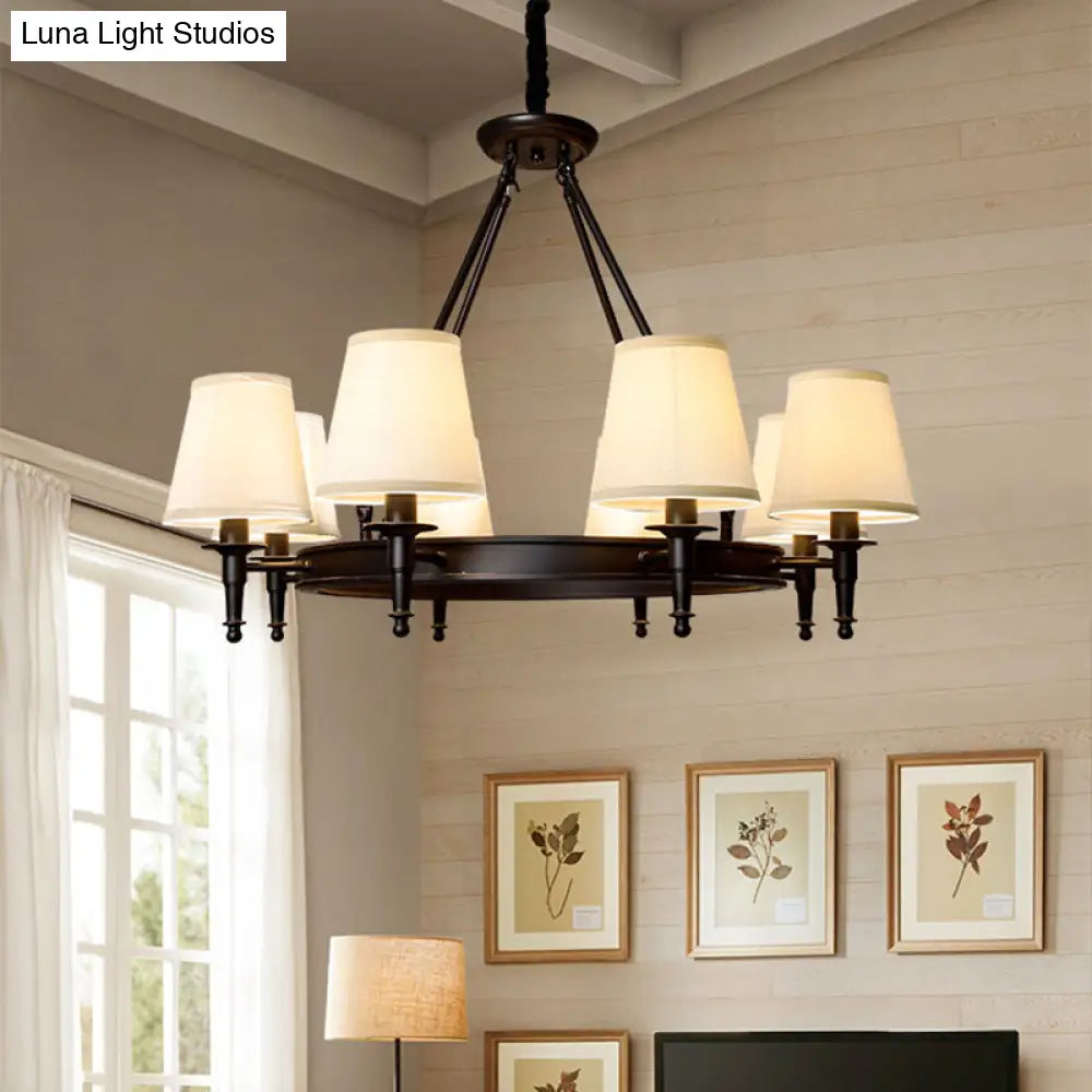 Simplicity Living Room Chandelier: Stylish Fabric Suspension Light With Bucket Shade