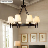 Simplicity Living Room Chandelier: Stylish Fabric Suspension Light With Bucket Shade