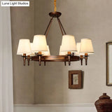 Simplicity Living Room Chandelier: Stylish Fabric Suspension Light With Bucket Shade