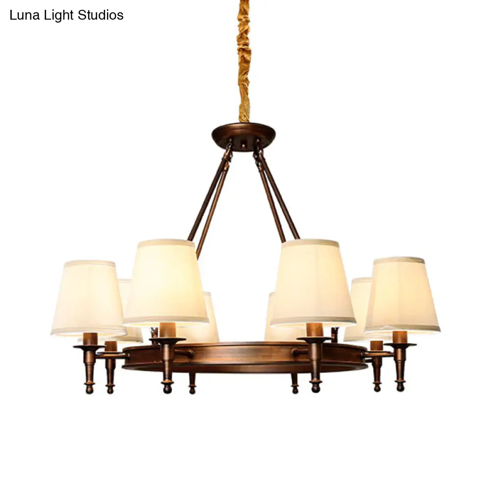 Simplicity Living Room Chandelier: Stylish Fabric Suspension Light With Bucket Shade