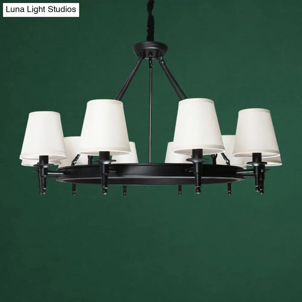 Simplicity Living Room Chandelier: Stylish Fabric Suspension Light With Bucket Shade